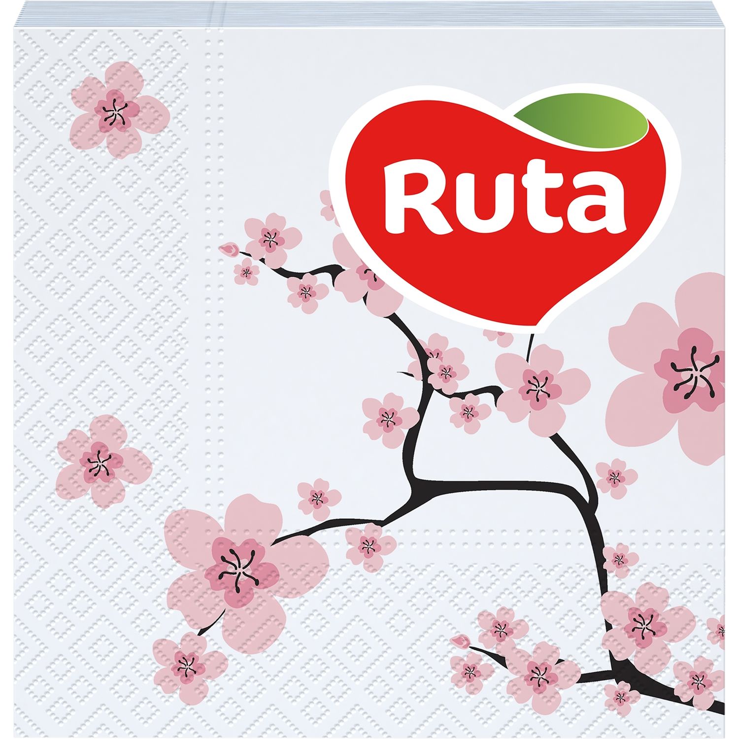 Серветки Ruta Double Luxe Сакура, двошарові, 24х24 см, 40 шт., білі - фото 1