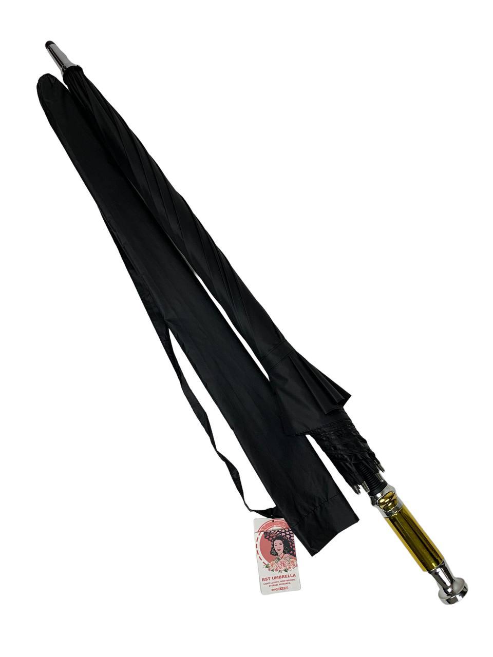 Жіноча парасолька-палиця напівавтомат RST 120 см чорна - фото 4