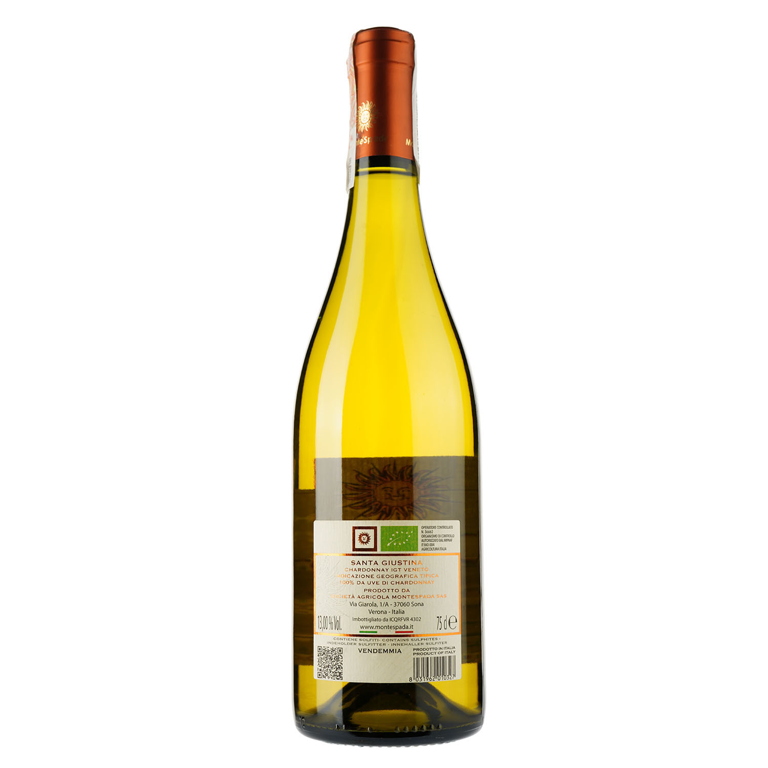 Вино Montespada Chardonnay Santa Giustina IGT 2017, біле, сухе, 13%, 0,75 л - фото 2