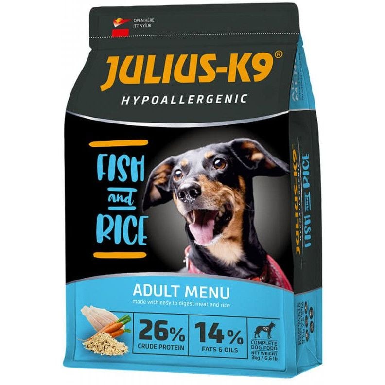 Сухий корм для собак Julius-K9 HighPremium Adulт, Гіпоалергенний, Риба та рис, 12 кг - фото 1