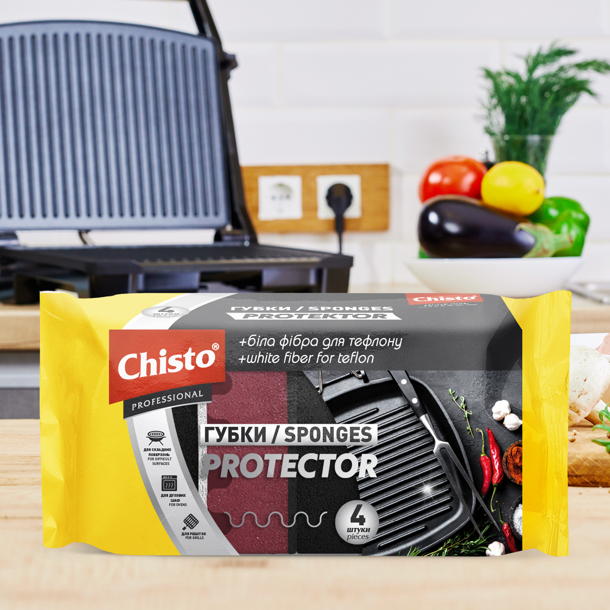 Губки кухонні Chisto Professional Protector 4 шт. (CGP4.773) - фото 4