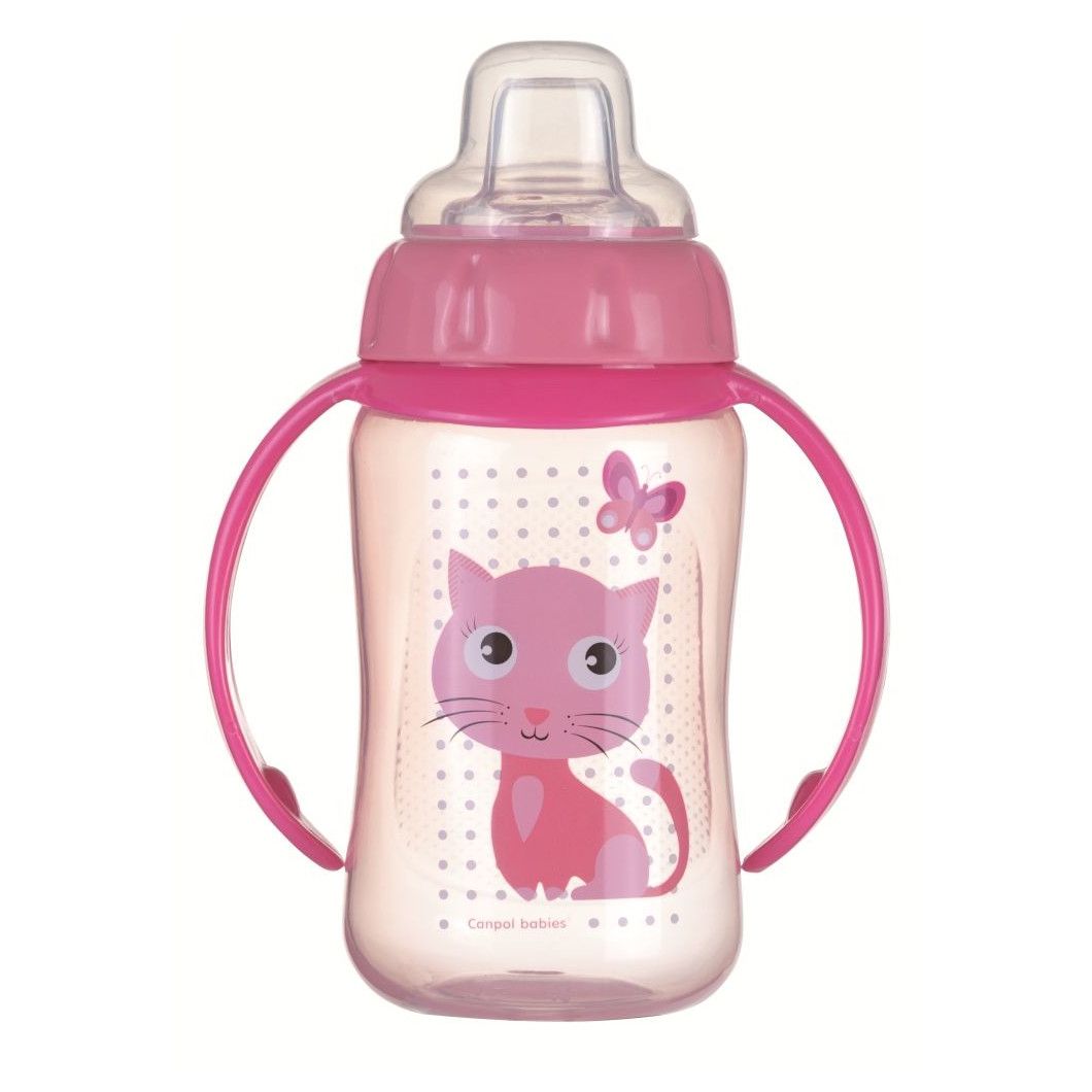 Кружка тренировочная Canpol babies Cute Animals Котик, 320 мл, розовый (56/512_pin) - фото 1