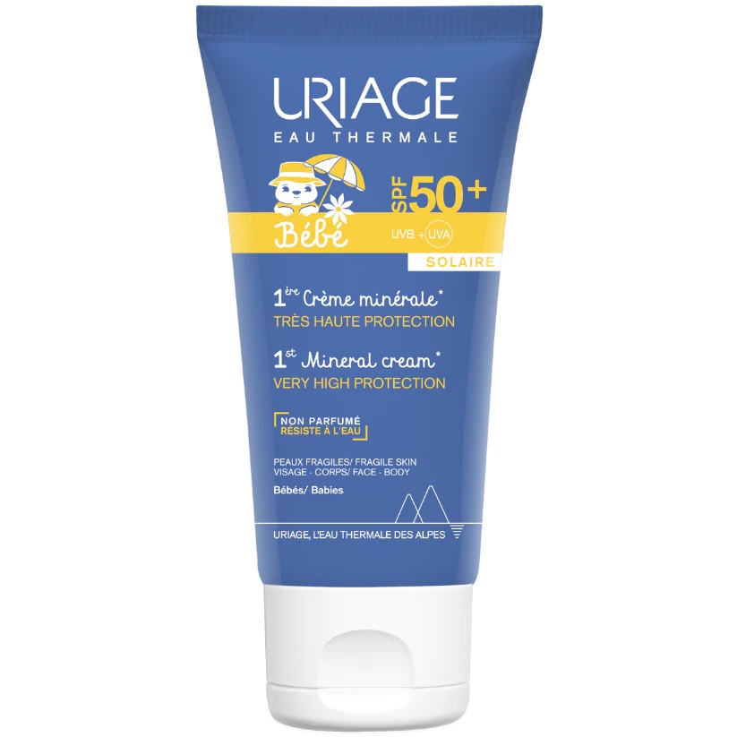 Сонцезахисний крем для обличчя Uriage Веве SPF50+ 1-й мінеральний, 50 мл - фото 1