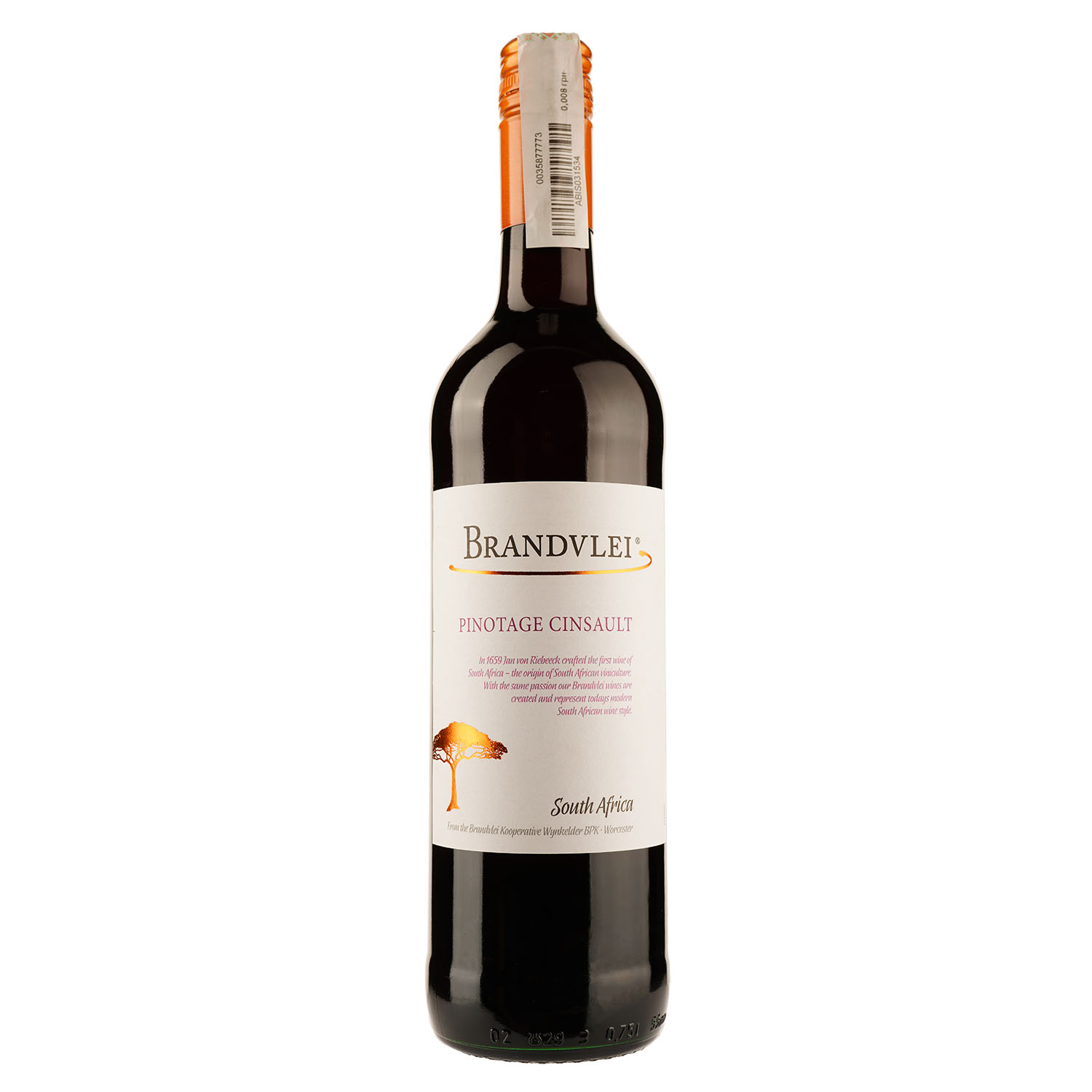 Вино Brandvlei Pinotage Cinsault Western Cape, червоне, сухе, 0,75 л - фото 1