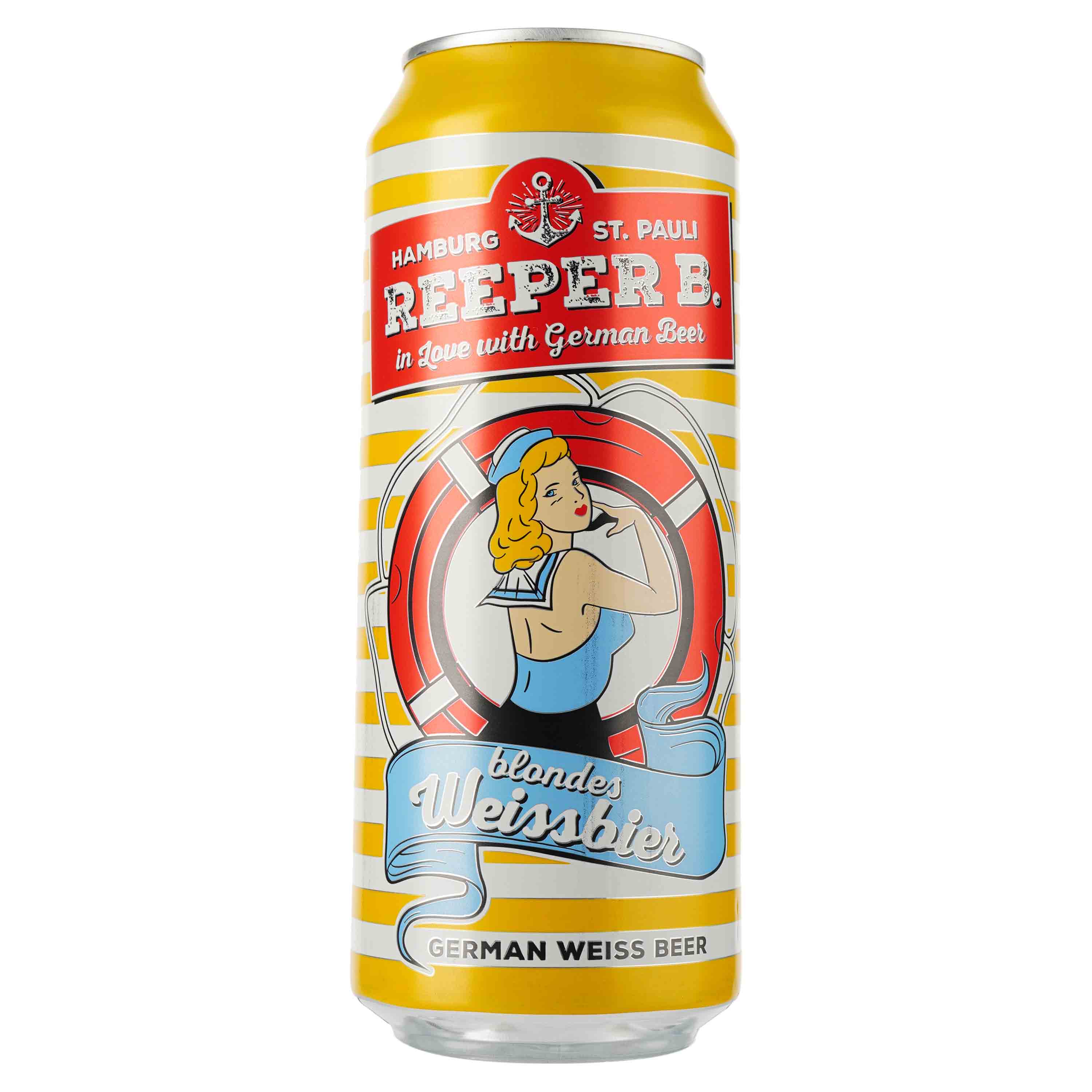 Пиво Reeper B Blondes Weissbier, светлое, нефильтрованное, 5,4%, ж/б, 0,5 л - фото 1