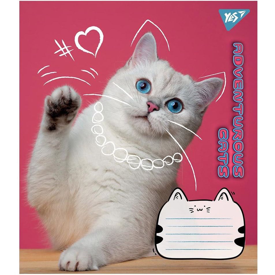 Набір зошитів Yes Adventurous cats, в лінію, 12 аркушів, 25 шт. (766539) - фото 1