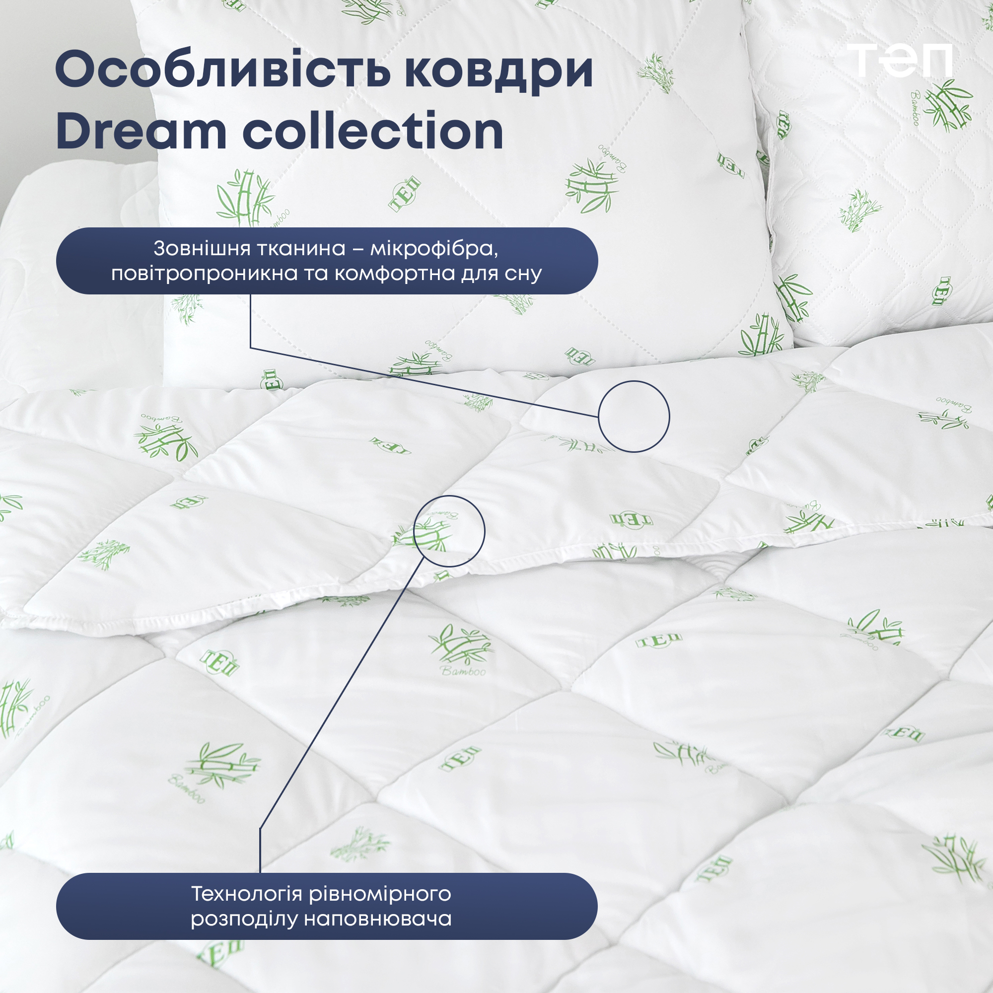 Ковдра ТЕП Dream Collection Bamboo 180x210 біла (1-00763_00000) - фото 6