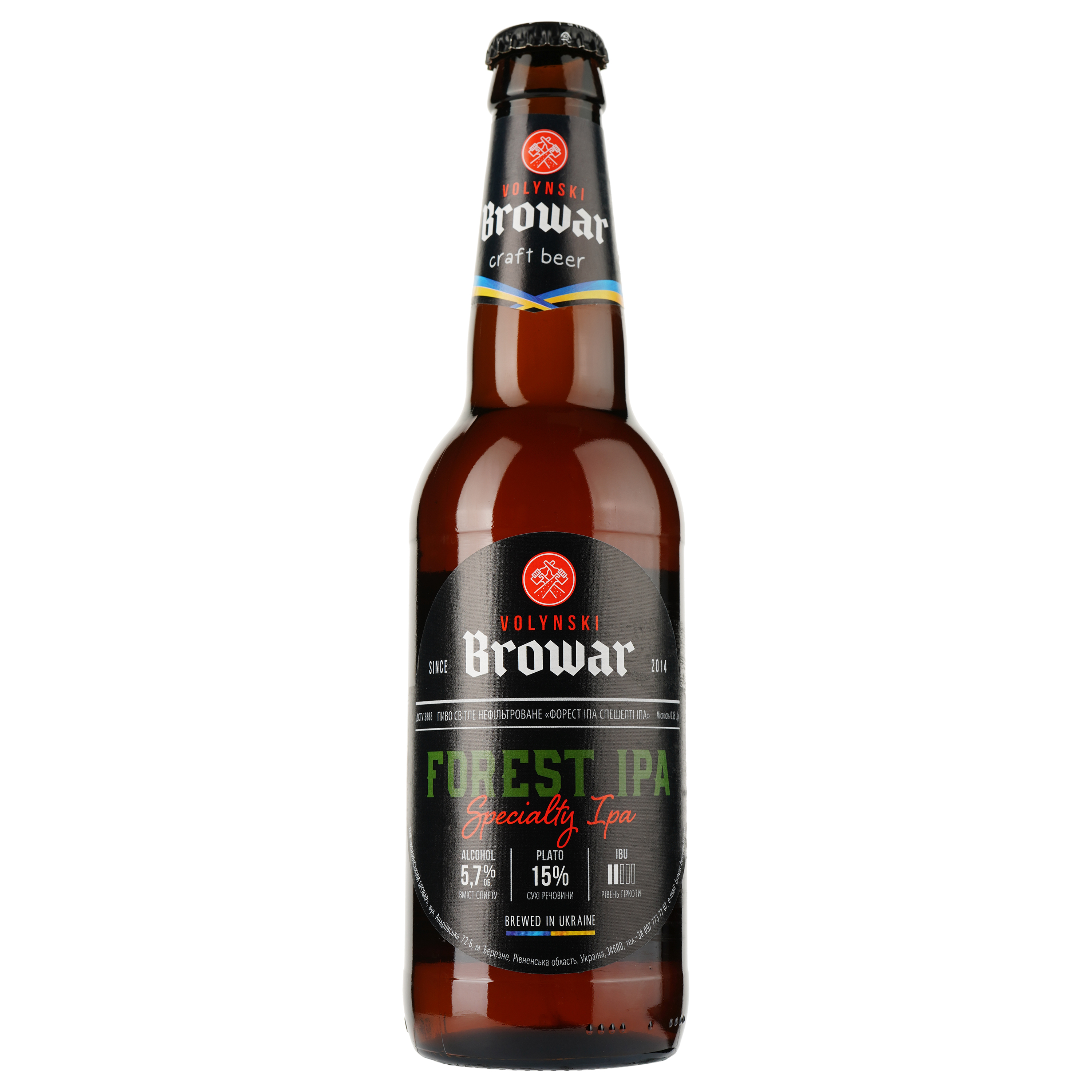 Пиво Volynski Browar Forest Ipa, світле, нефільтроване, 5,7%, 0,35 л - фото 1