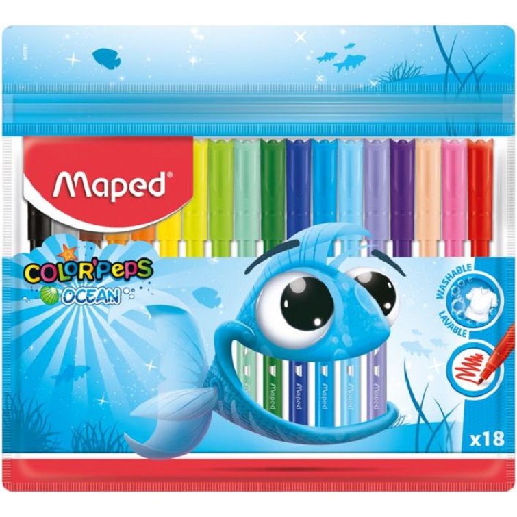 Фломастеры Maped Color Peps Ocean, 18 цветов, 18 шт. (MP.845721) - фото 1