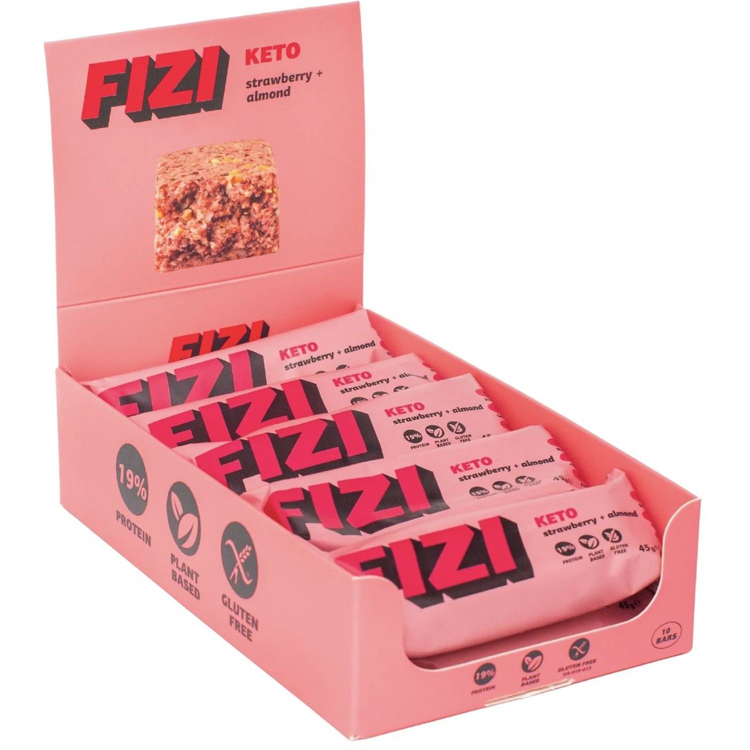 Набір протеїнових батончиків Fizi Кето Strawberry + Almond 10 шт. - фото 1