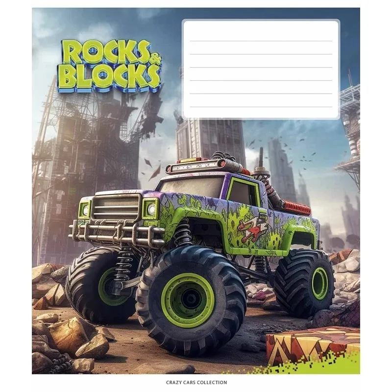 Зошит учнівський Школярик RocksandBlocks 012-3280K-2 в клітинку 12 аркушів - фото 1