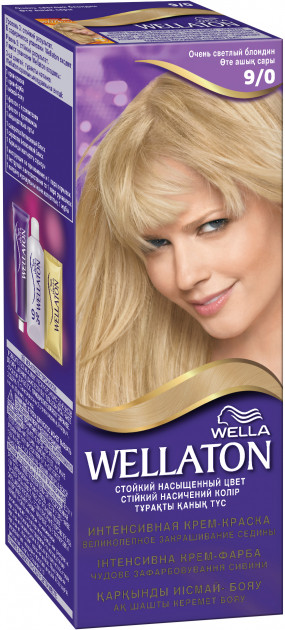 Стійка крем-фарба для волосся Wellaton, відтінок 9/0 (дуже світлий блондин), 110 мл - фото 1
