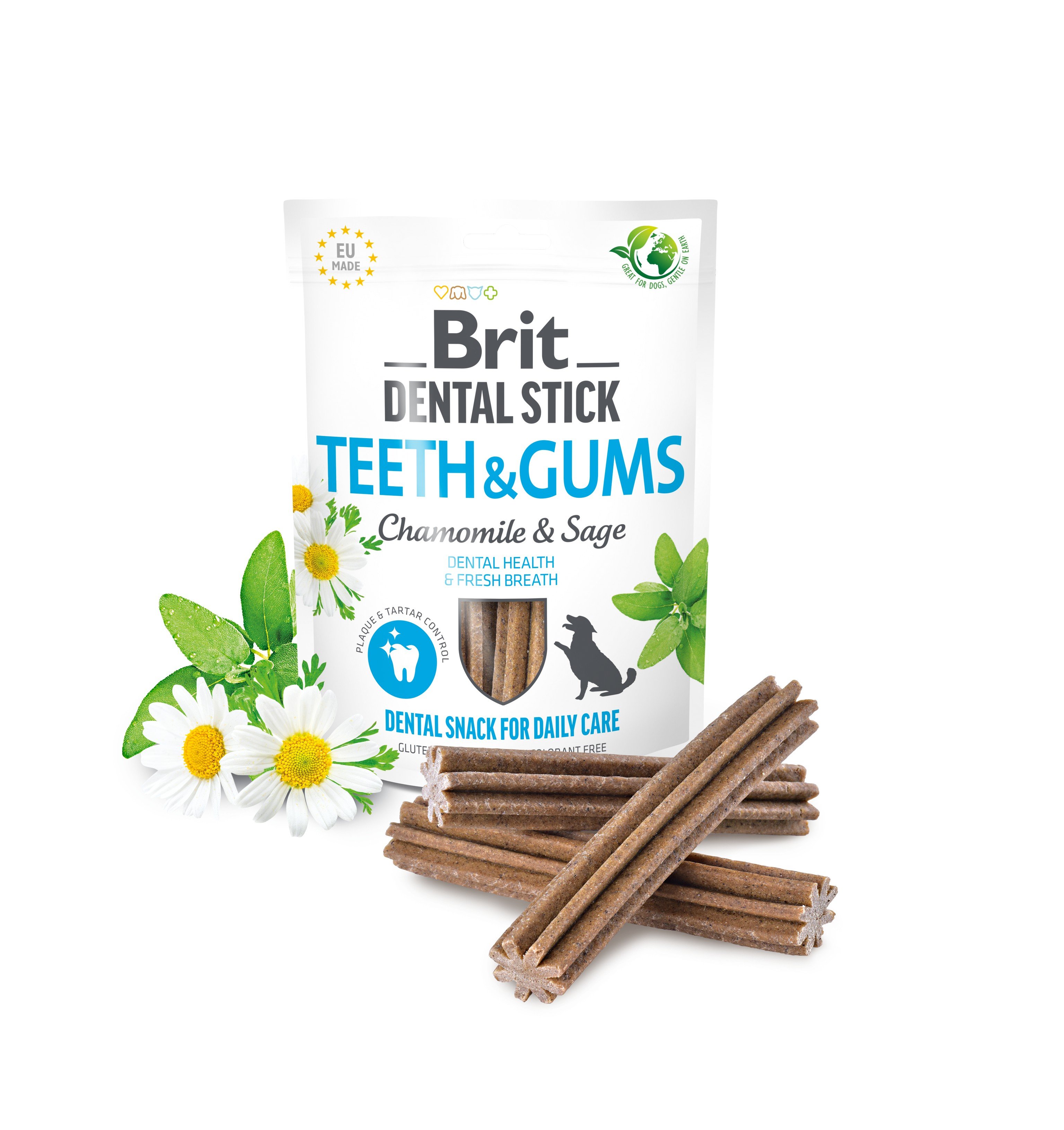 Ласощі для собак Brit Dental Stick Teeth & Gums здорові ясна та зуби, ромашка і шавлія 7 шт. 251 г - фото 3