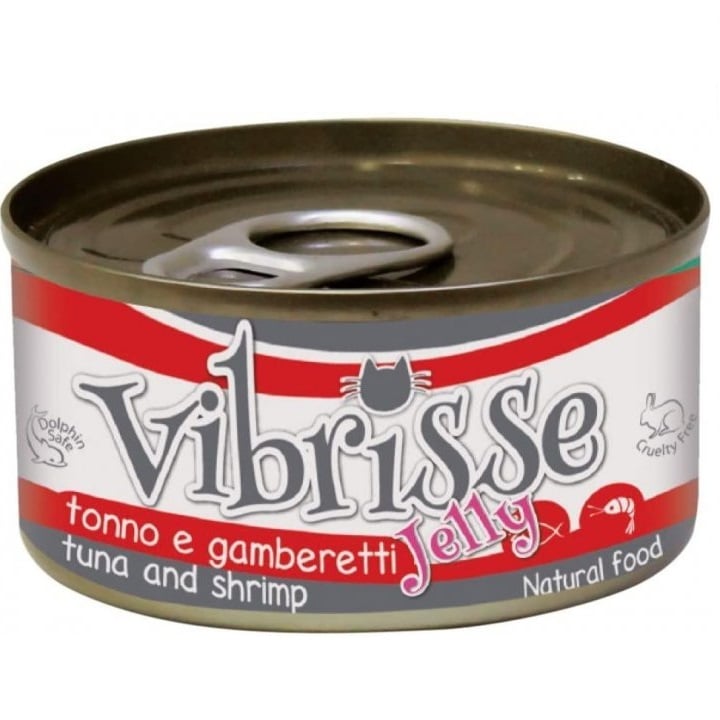 Вологий корм для котів Vibrisse Jelly, тунець креветки в желе, 70 г (C1018425) - фото 1