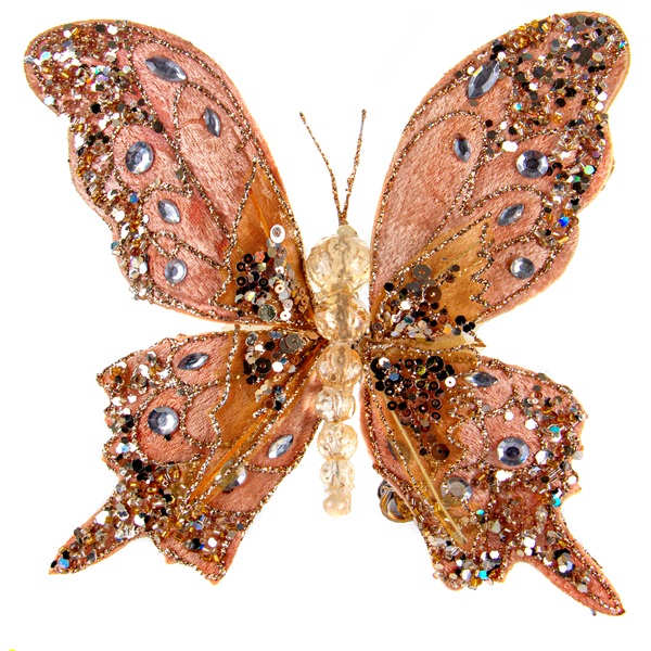 Ялинкова прикраса Lefard Метелик, 7х9 см, персиковий (66-143) - фото 1