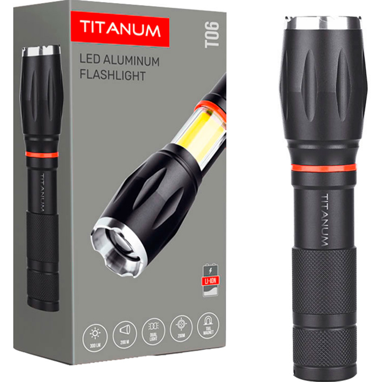 Фонарь портативный Videx Titanum 300 Lm 6500 K (TLF-T06) - фото 1