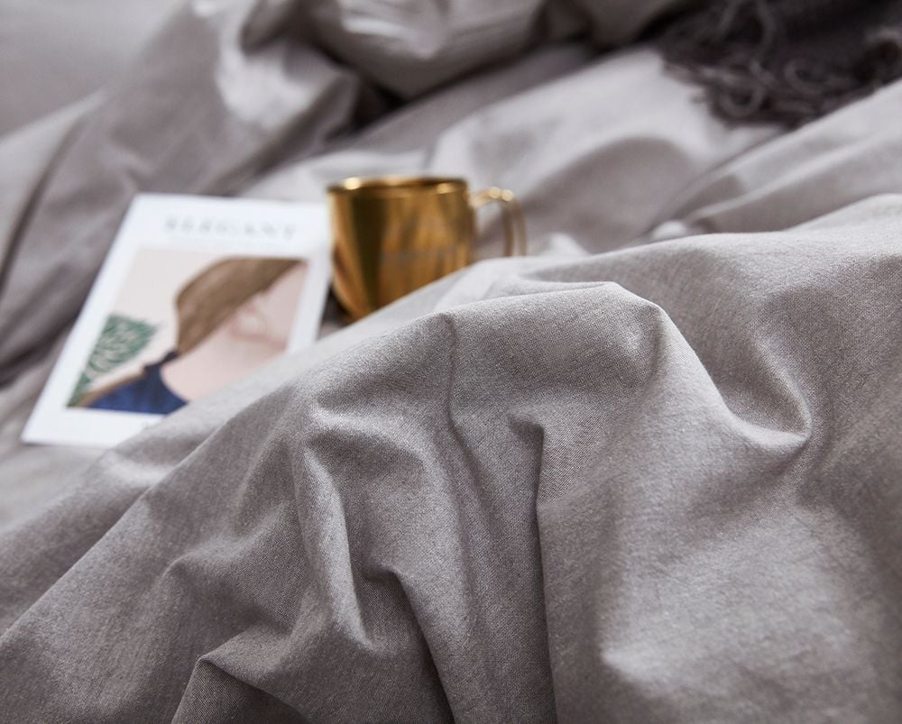 Комплект постельного белья Love You, вареный хлопок, евростандарт, серый (62021) - фото 2