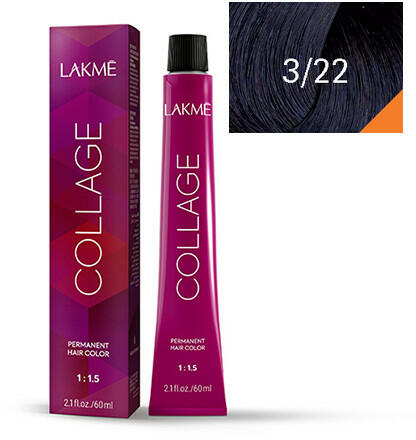 Перманентная краска для волос Lakme Collage Creme Hair Color тон 3/22 (интенсивно фиолетово-темно-коричневый) 60 мл - фото 2