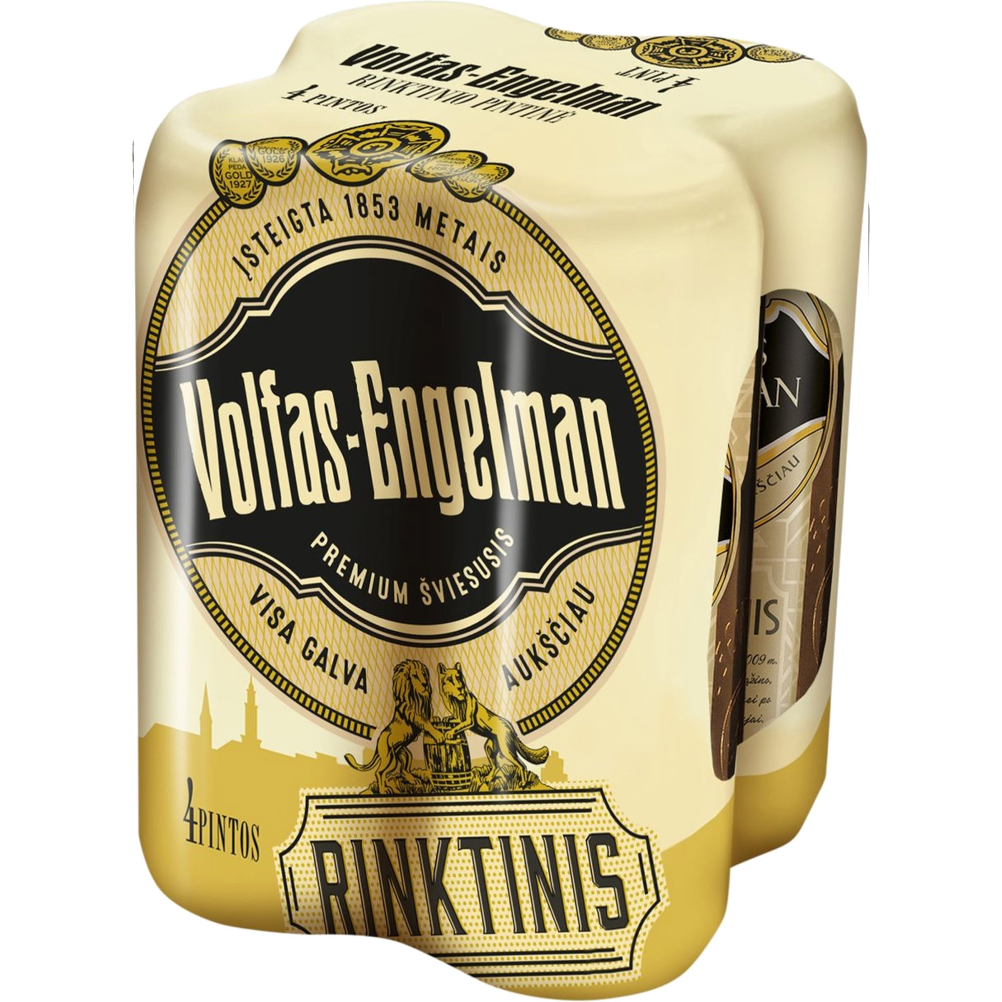 Пиво Volfas Engelman Rinktinis светлое 5.2% 4 шт. х 0.568 л ж/б - фото 1