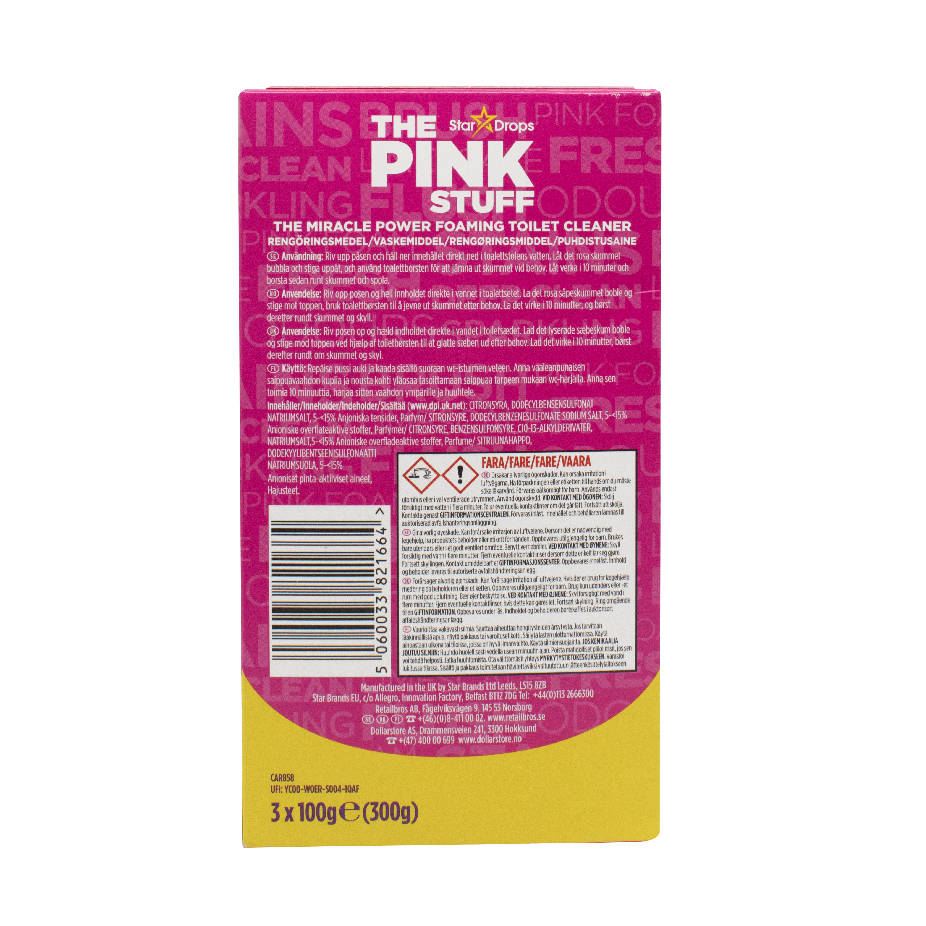 Порошок для чистки унитаза The Pink Stuff 300 г (3 x 100 г) - фото 2