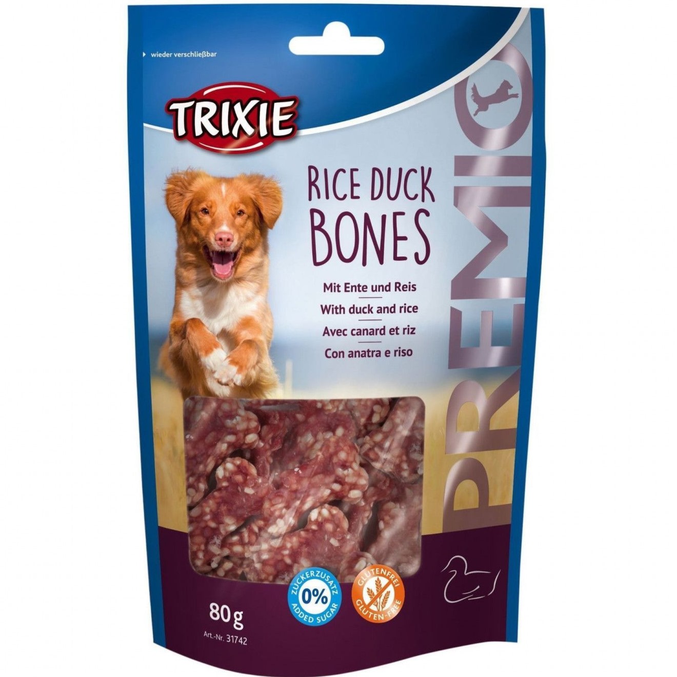 Лакомство для собак Trixie Premio Rice Duck Bones, с уткой и рисом, 80 г - фото 1