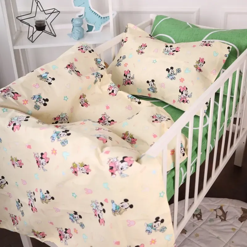 Комплект постільної білизни MirSon Бязь Kids Time 20-0043 Green Mikey Mouse 110x140 см (2200009640803) - фото 1