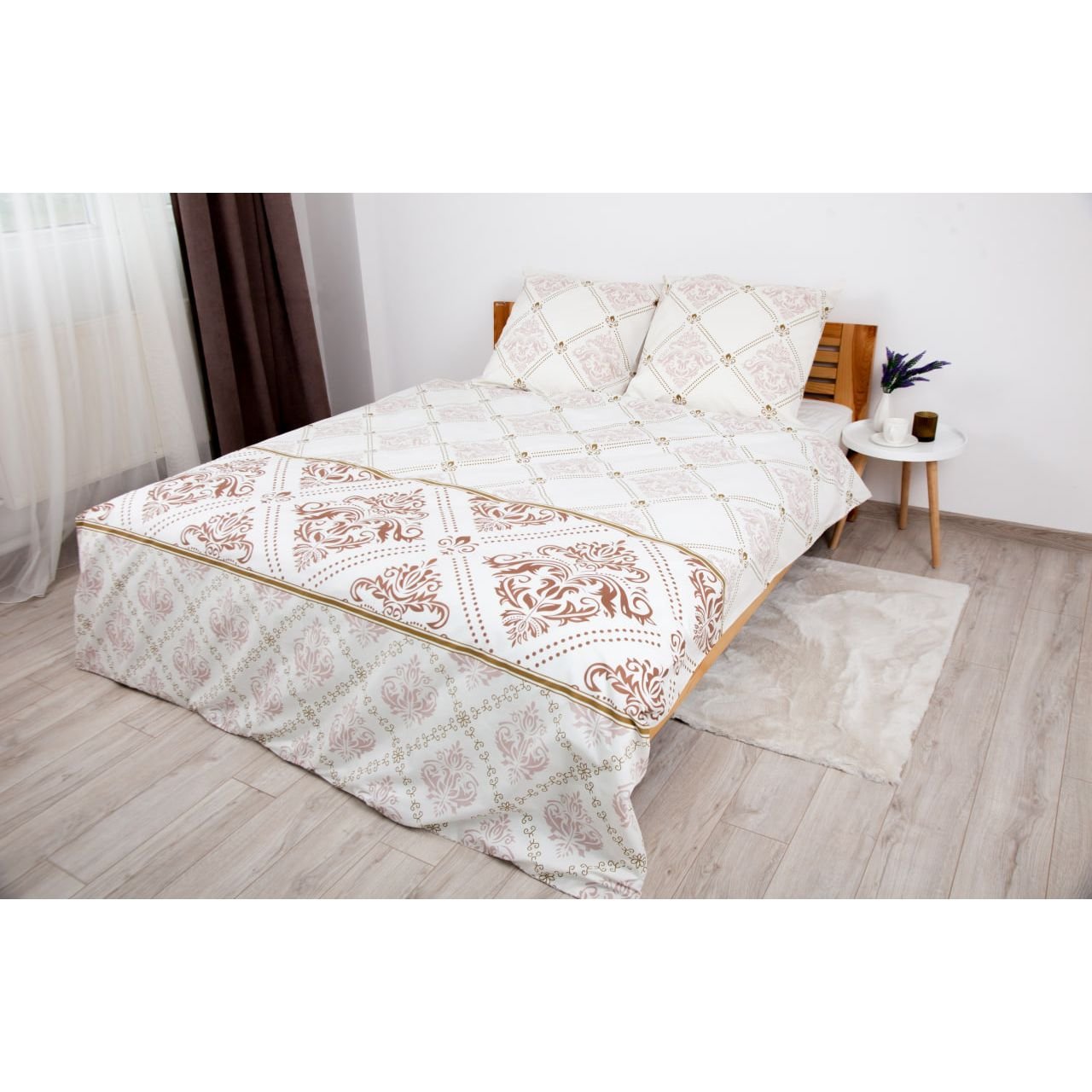 Комплект постельного белья ТЕП Happy Sleep Duo Glorius евро белый с бежевым (2-04009_26580) - фото 1