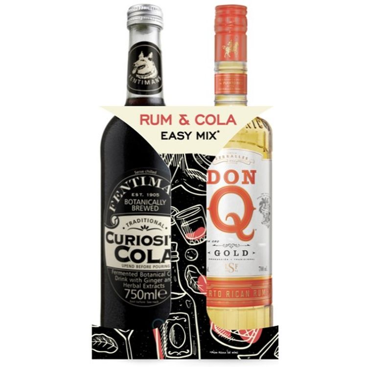 Набір Rum&Cola Easy Mix: Ром Don Q Gold 40% 0.7 л + Газований напій Fentimans Curiosity Cola 0.75 л - фото 1