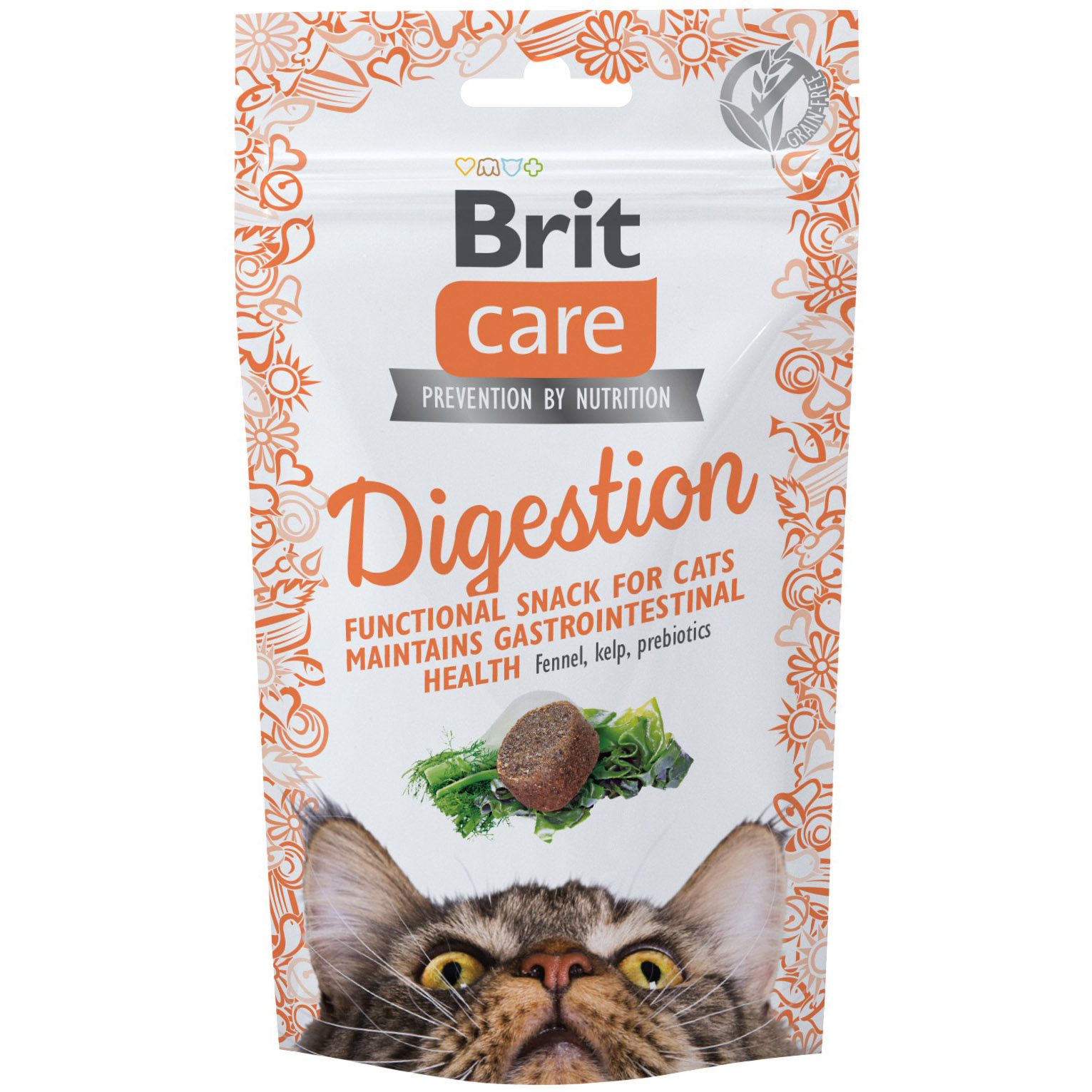 Лакомство для котов Brit Care Cat Snack Digestion с тунцом, фенхелем и ламинарией 50 г - фото 1