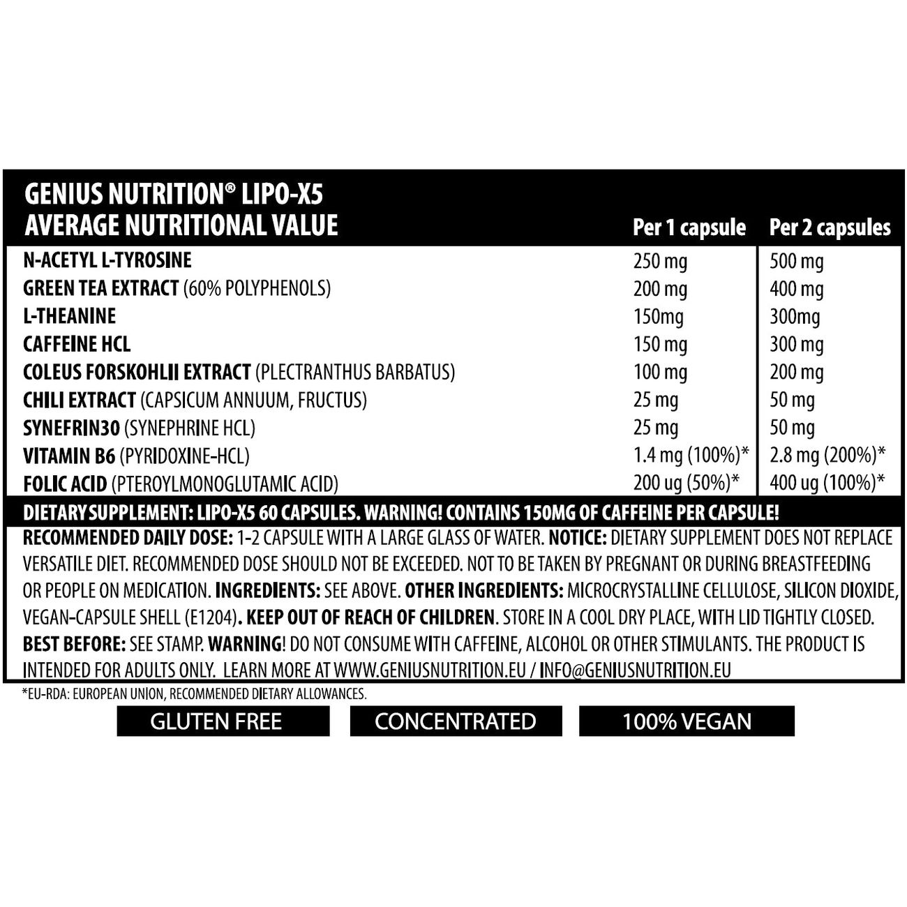 Жироспалювач Genius Nutrition Lipo X5, 60 капсул - фото 2
