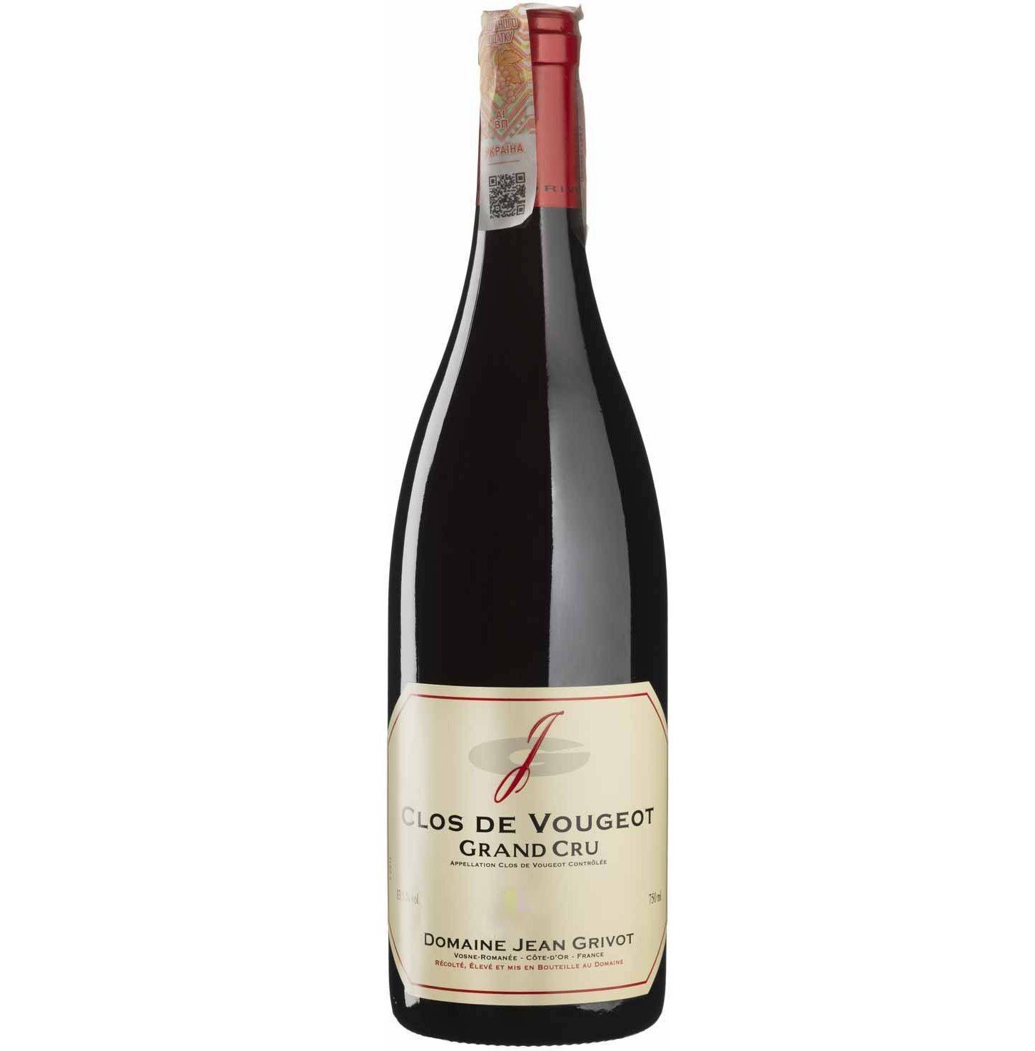Вино Domaine Jean Grivot Clos de Vougeot 2018, красное, сухое, 0,75 л - фото 1