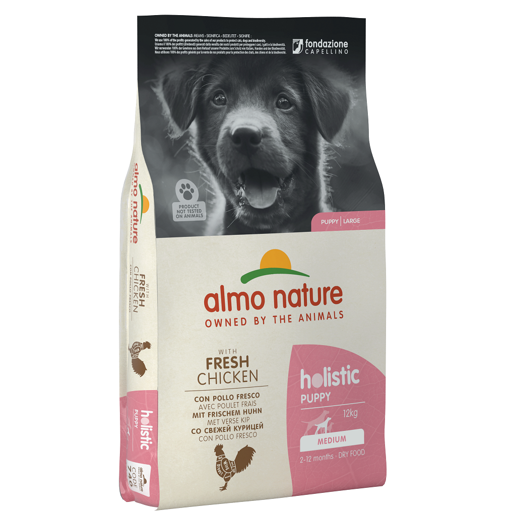 Сухий корм для цуценят середніх порід Almo Nature Holistic Dog, Puppy M, зі свіжою куркою, 12 кг (740) - фото 1