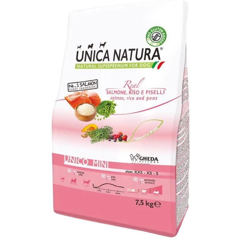 Сухий корм для собак Unica Natura Unico Mini лосось з рисом та горохом 7.5 кг - фото 1