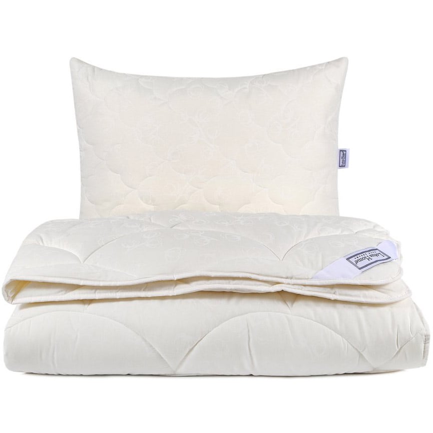Ковдра з подушкою Lotus Home Cotton Extra, полуторна, молочна (svt-2000022304122) - фото 1