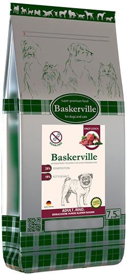 Сухой корм для собак мелких пород Baskerville HF Adult Rind Getreidefrei kleine Rassen беззерновой, с говядиной, 7,5 кг - фото 1