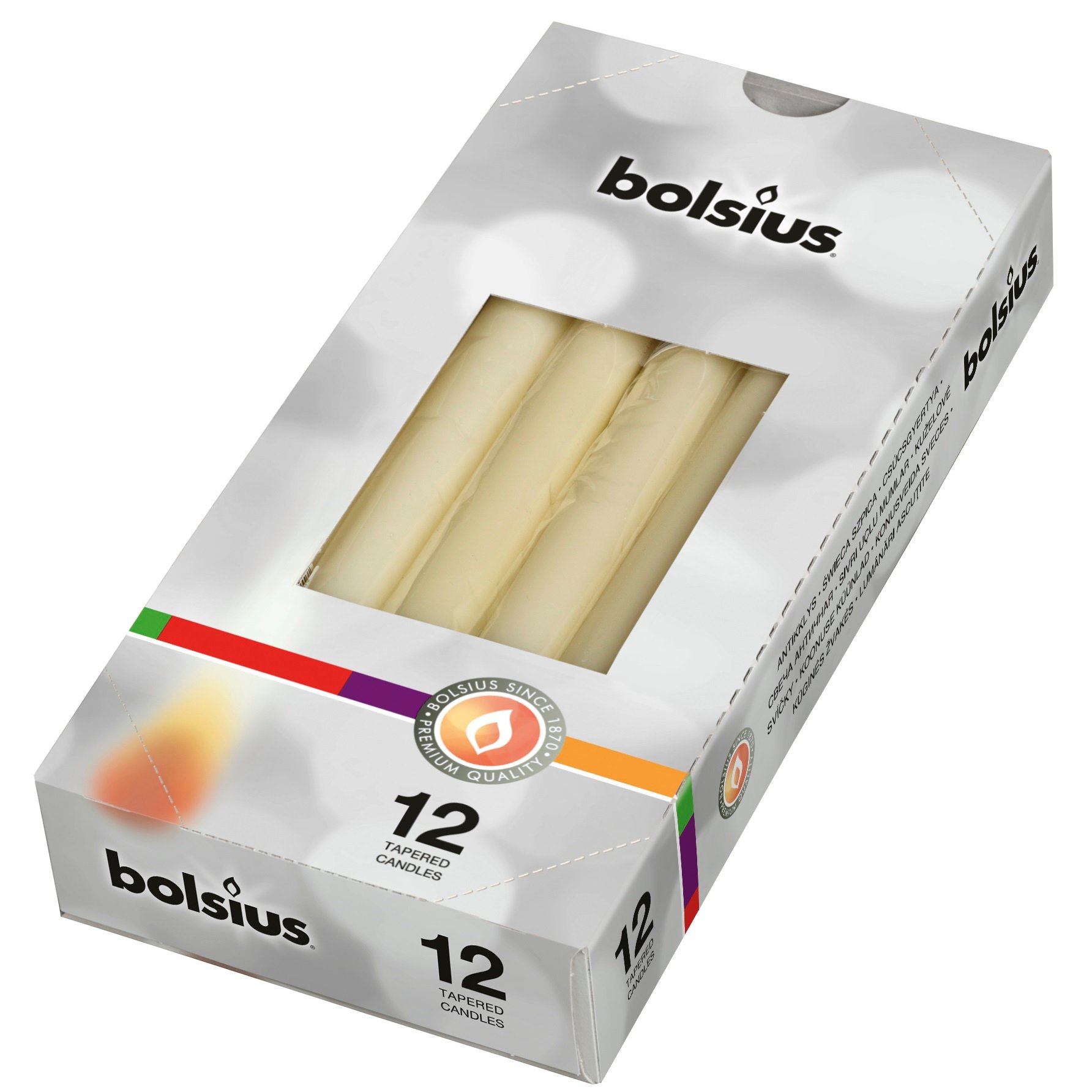 Свечи Bolsius конусные, 24,5х2,4 см, кремовый, 12 шт. (356805.1) - фото 1