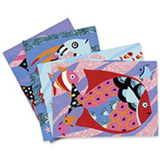 Набор для рисования цветным песком и блестками Djeco Радужные рыбки (DJ08661) - фото 2
