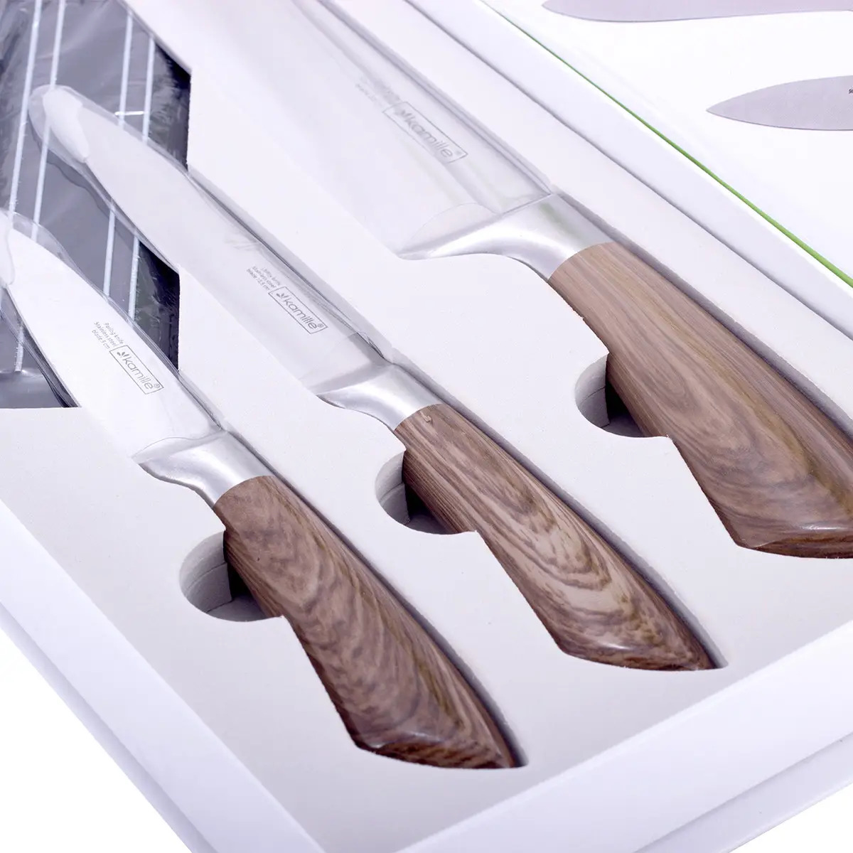Набір кухонних ножів Kamille: 3 ножі + магнітний тримач 5042 (KM-5042) - фото 4