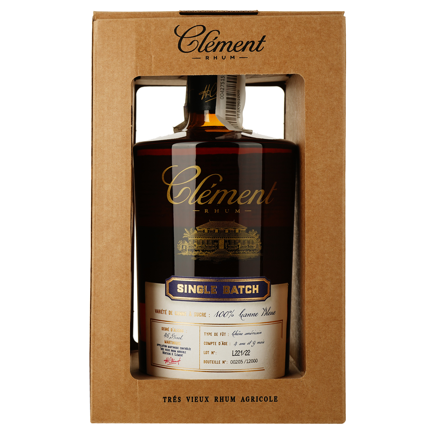 Ром Clement Single Batch 100% Canne Bleue 46.5% 0.5 л - фото 2