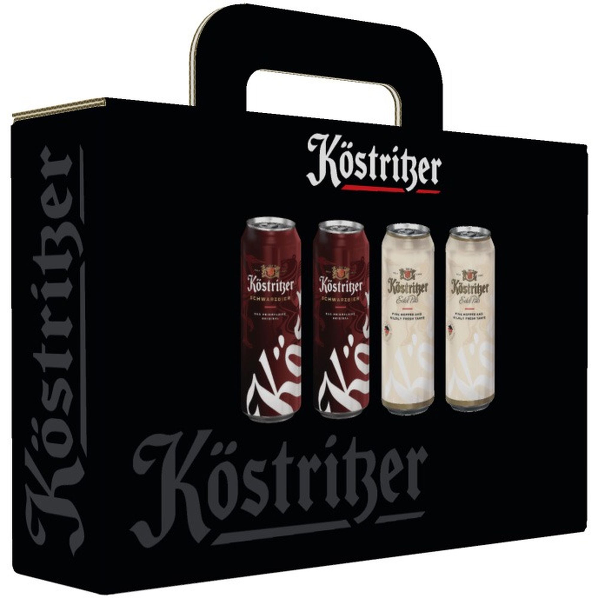 Набор: пиво Kostritzer Schwarzbier 4.8% (0.5 л x 2 шт. = 1 л) + Kostritzel Edel Pils 4.8% (0.5 л x 2 шт. = 1 л) - фото 1