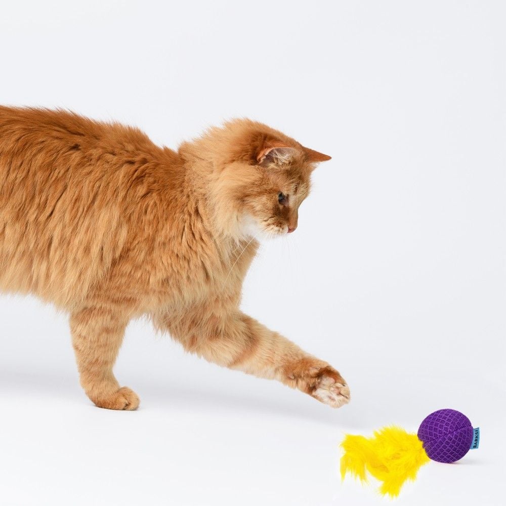 Іграшка для котів Barksi М'яч з дзвіночком 5 см фіолетова - фото 6