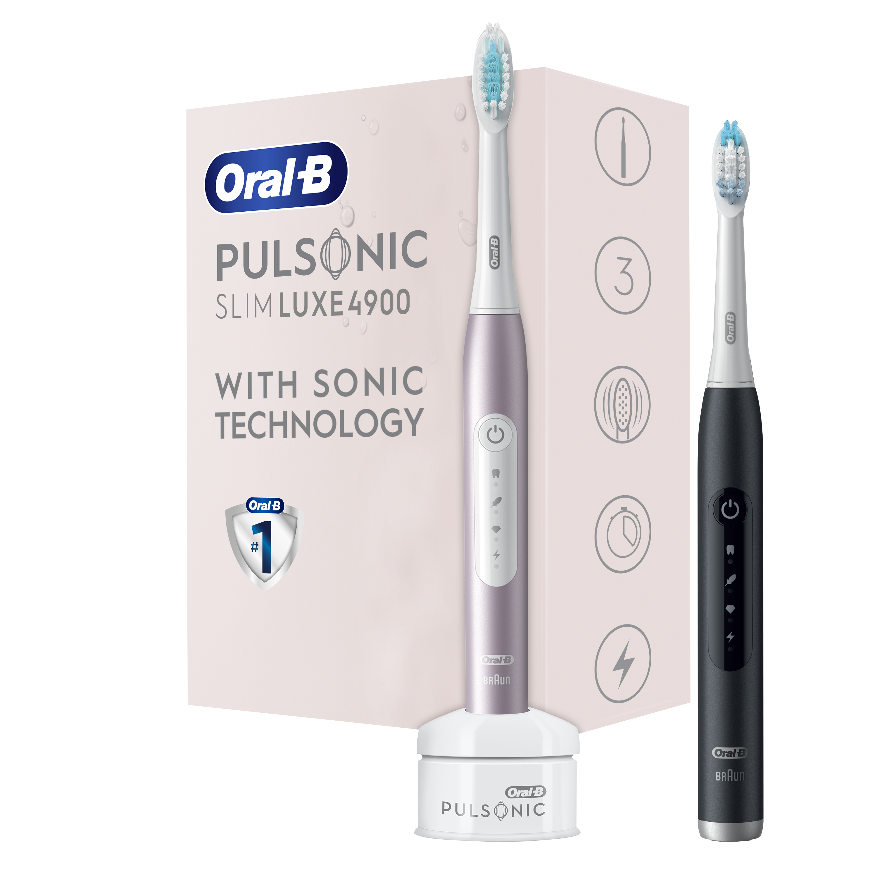 Електрична зубна щітка Oral-B Pulsonic Slim Luxe 4900 S411.526.3H типу 3717, 2 шт. - фото 3