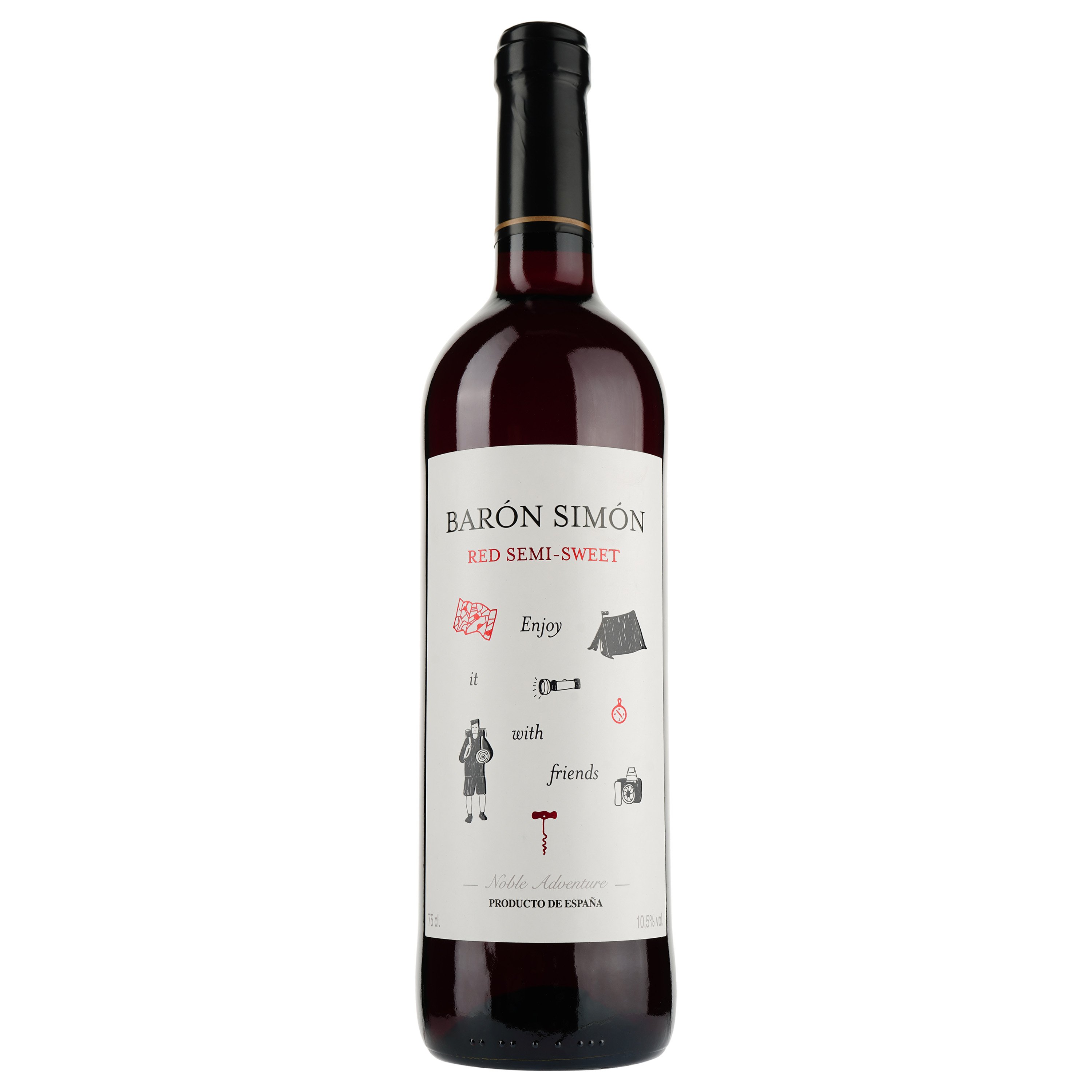 Вино Baron Simon Red Semi-Sweet, червоне, напівсолодке, 0,75 л - фото 1