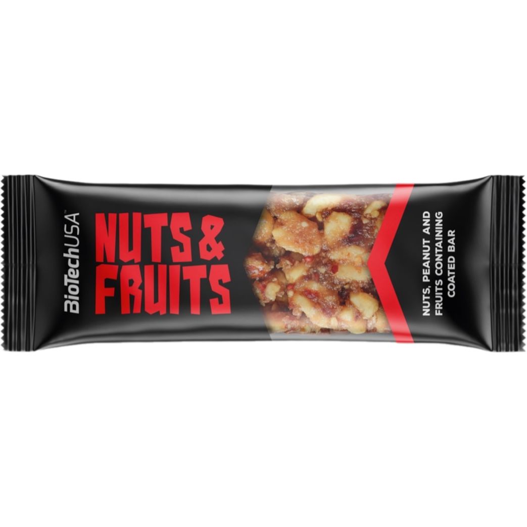 Батончик BioTech Nuts, Peanut and Fruits 40 г - фото 1