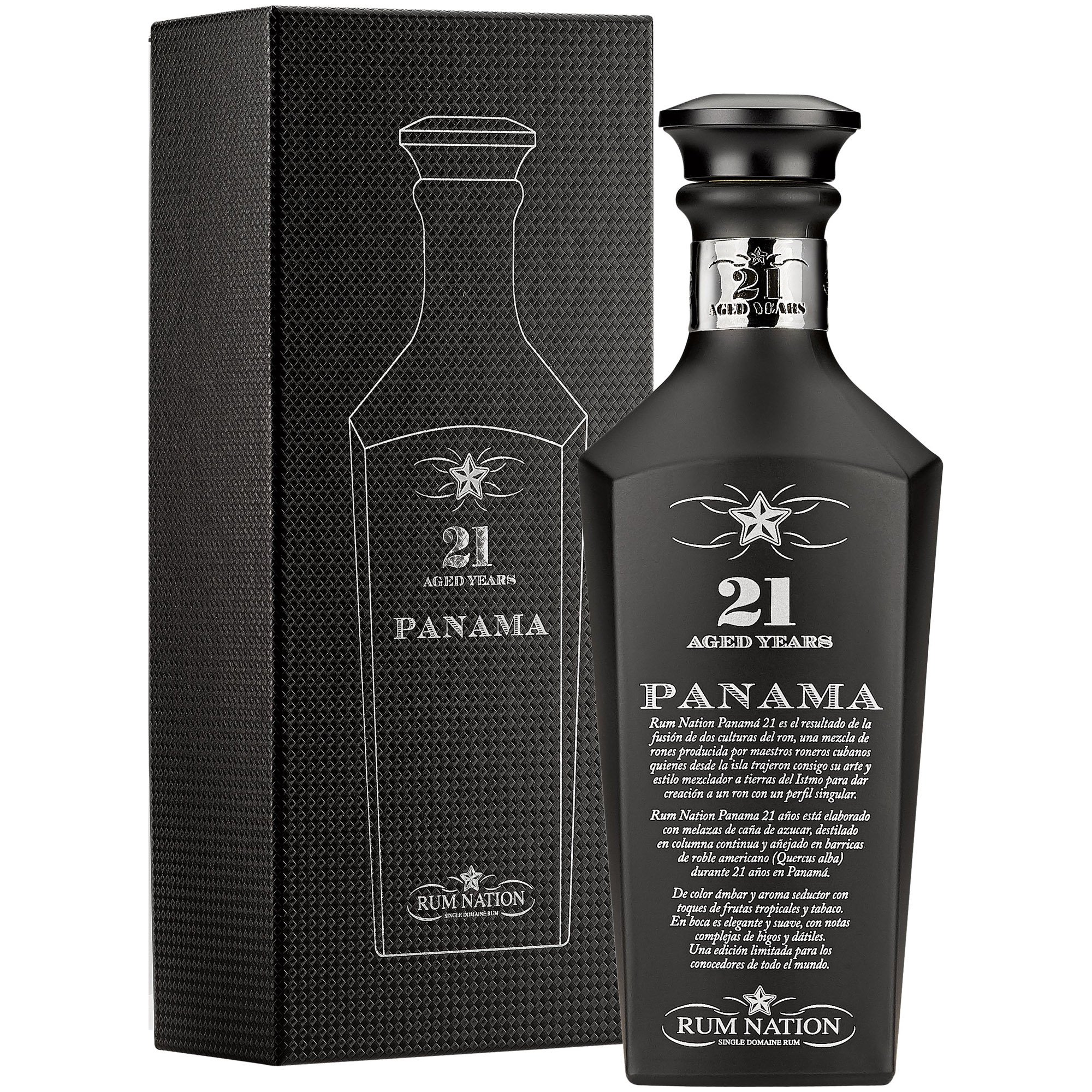 Ром Rum Nation Panama 21 yo Decanter Black, 43%, в подарунковій упаковці, 0,7 л - фото 1