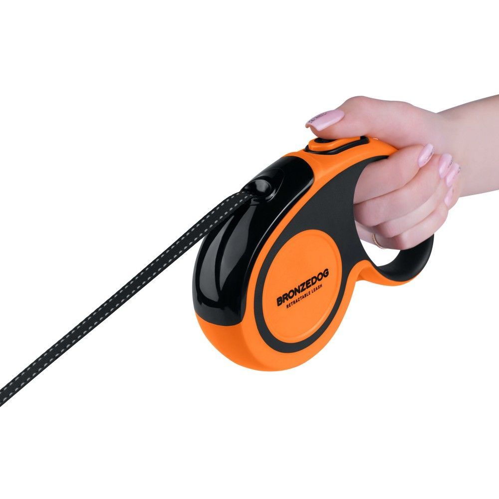 Повідець-рулетка для собак AnimAll, 25 кг, 5 м, помаранчево-чорний - фото 3