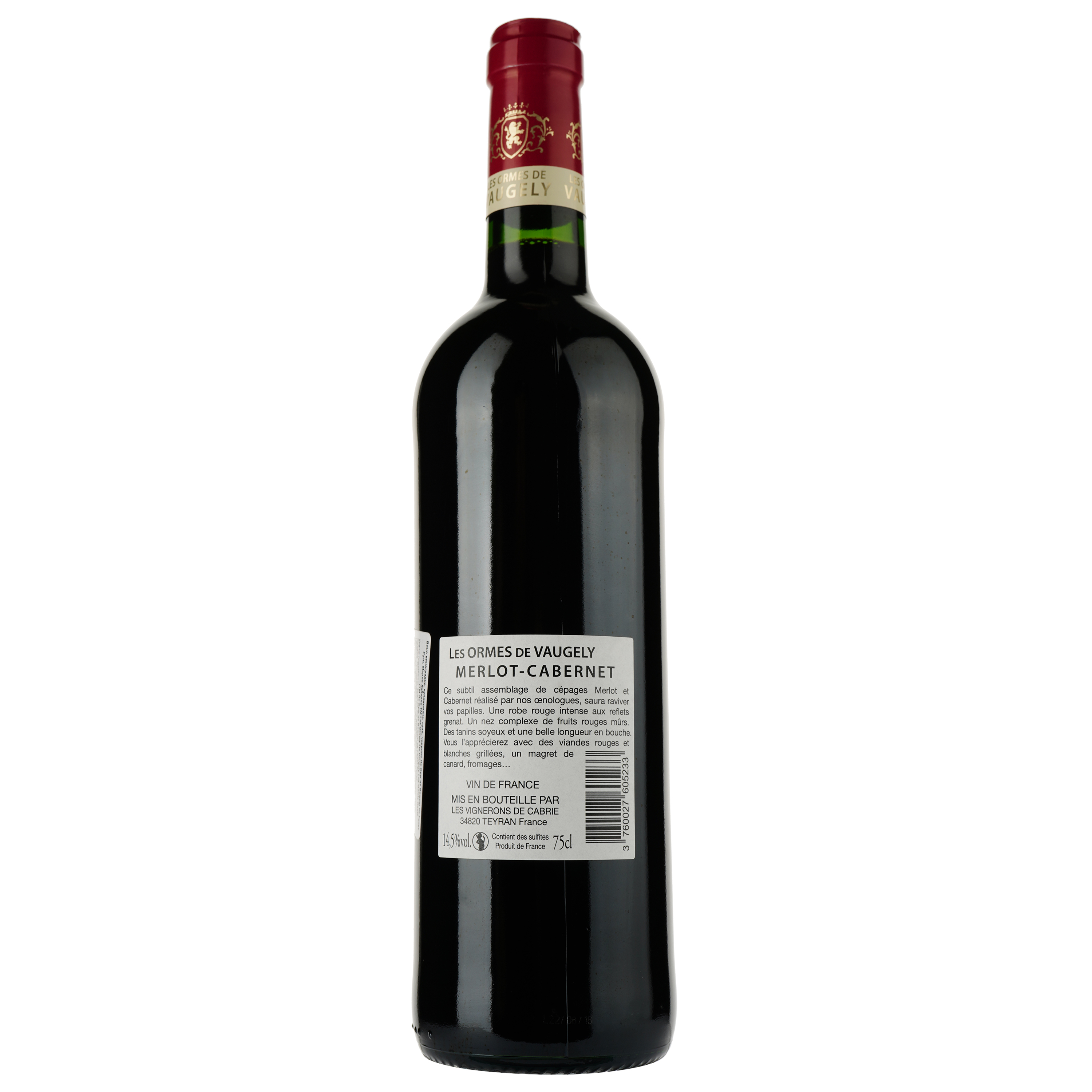Вино Les Ormes De Vaugely Les Galets Roules Merlot Cabernet Vin de France, красное, сухое, 0,75 л - фото 2