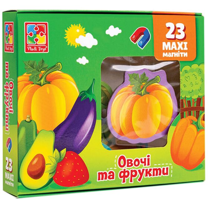 Набір магнітів Vladi Toys Овочі та фрукти, 23 шт. (VT3106-28) - фото 1