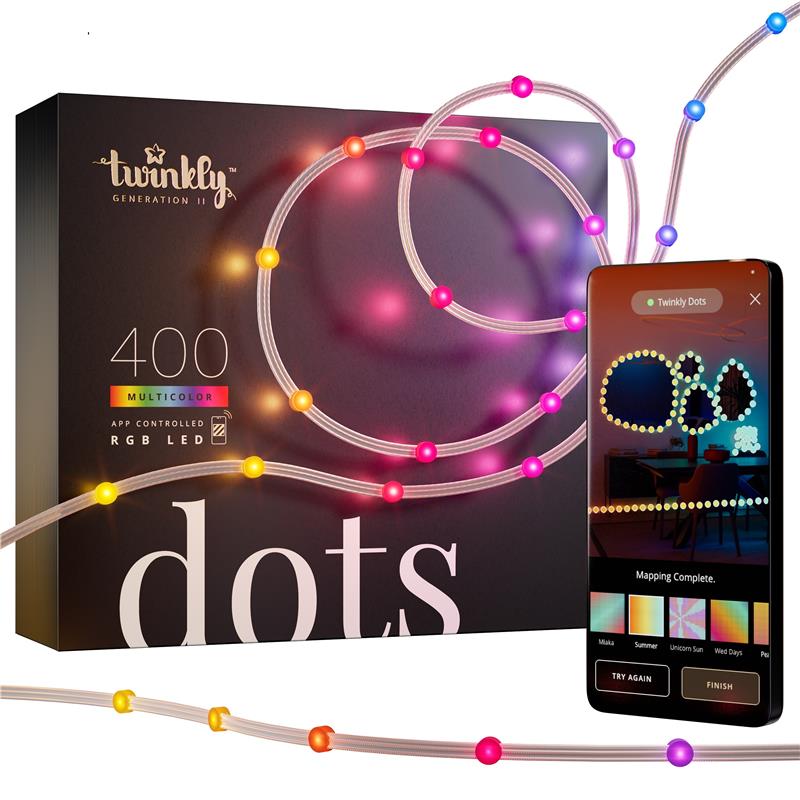 Гирлянда Twinkly Smart LED Dots Lights RGB 400 Gen II IP44, прозрачная 20 м (TWD400STP-TEU) - фото 1