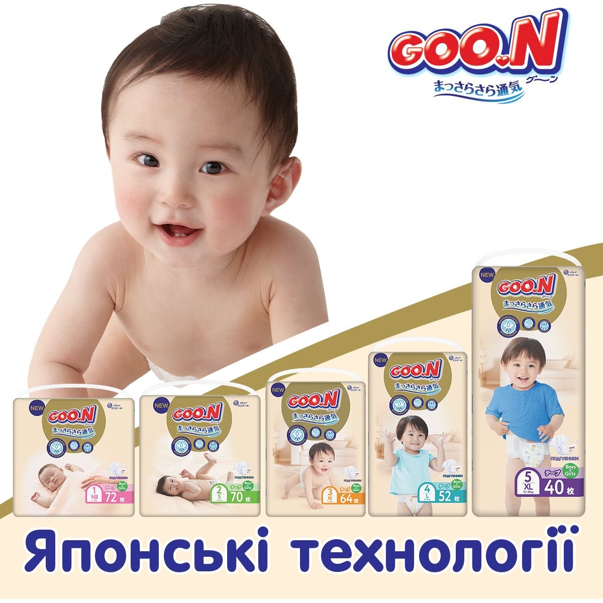 Подгузники на липучках Goo.N Premium Soft 2 (4-8 кг), 140 шт. (2 уп. х 70 шт.) - фото 12